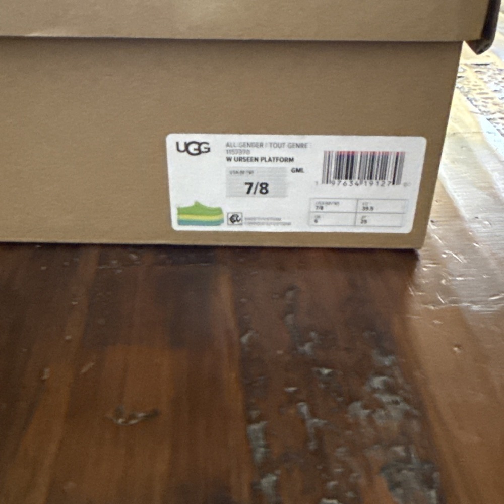 UGG Urseen Platform Clog Green Rainbow Sole Slip On Mule Womens 8 - Picture 3 of 3